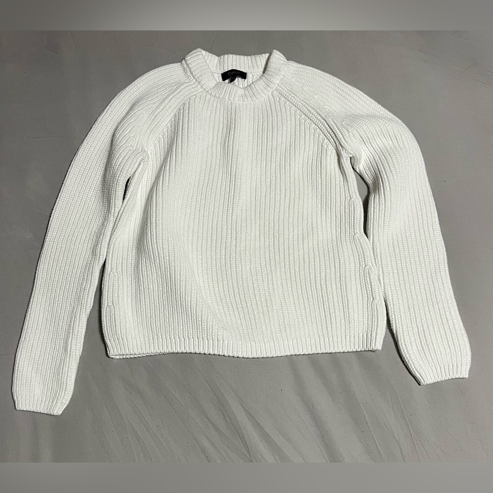 EUC quince organic cotton fisherman crew sweater ivory white XS